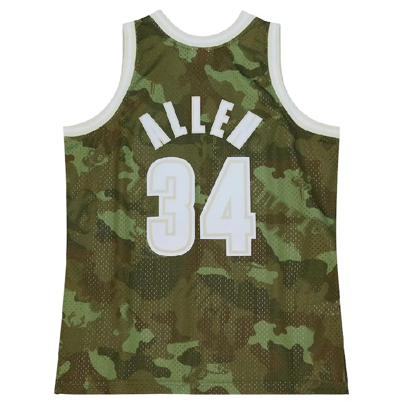 Best NFC football jerseys -M.Bucks #34 Ray Allen Mitchell & Ness Unisex Hardwood Classics 2000-01 Ghost Green Swingman Jersey Camo Stitched American Basketball Jersey