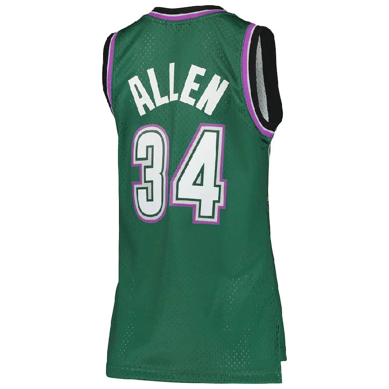 NFC home jerseys for men and women -M.Bucks #34 Ray Allen Mitchell & Ness Women's 1996-97 Hardwood Classics Swingman Jersey Green Stitched American Basketball Jersey