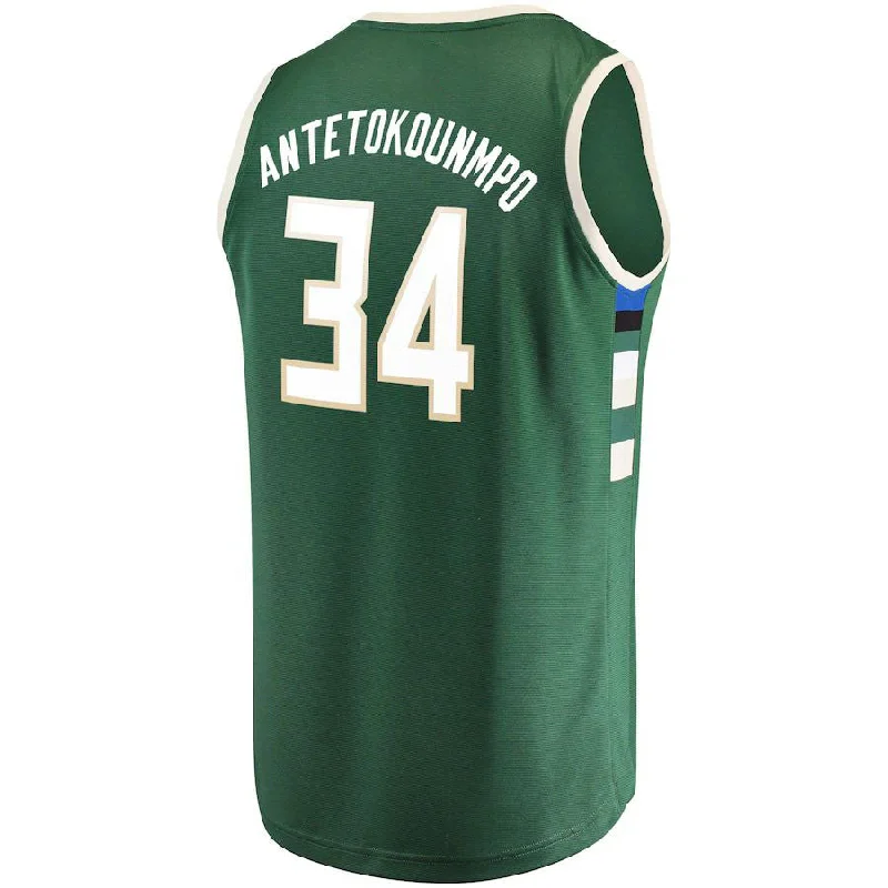 Best NFC football jerseys -M.Bucks #34 Giannis Antetokounmpo  Fanatics Branded Fast Break Replica Player Jersey Green Icon Edition Stitched American Basketball Jersey